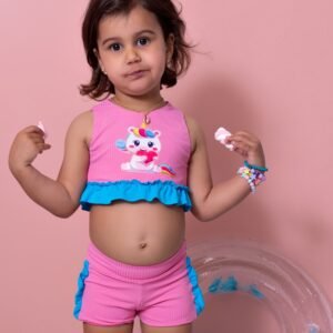 BIQUINI INFANTIL CROPPED E SHORT / ROSA