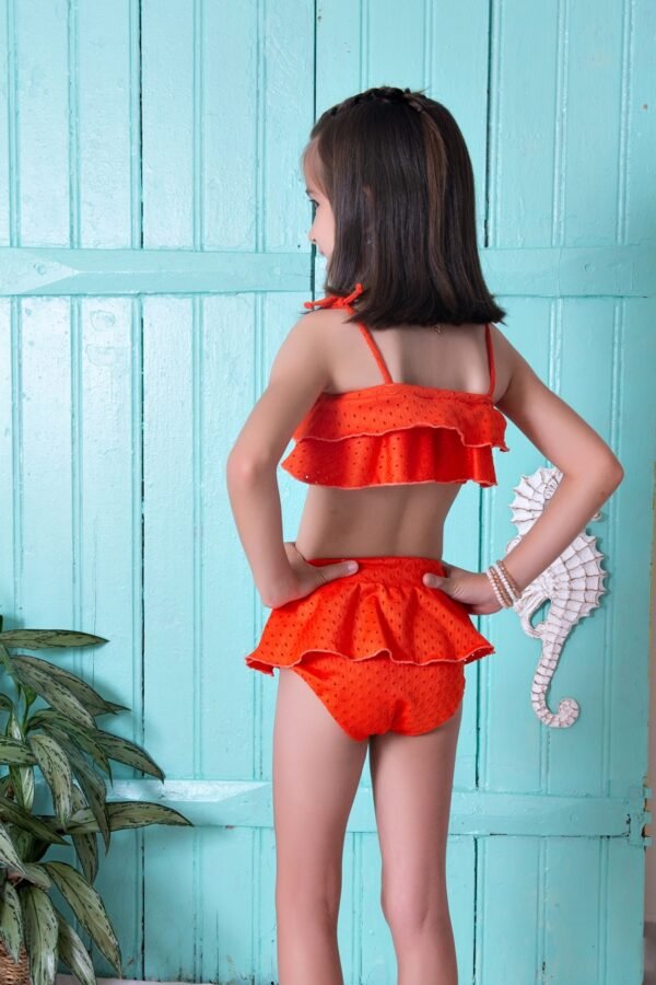 BIQUINI INFANTIL C/ BABADOS / LARANJA - Imagem 2